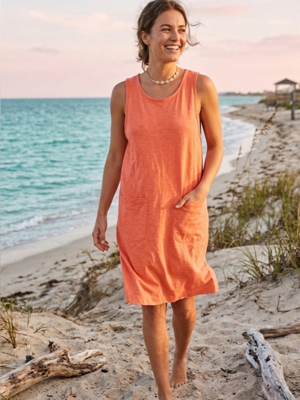 NWOT Free People Beach Swimsuit Cover Up Mini Dress Orange Size Large